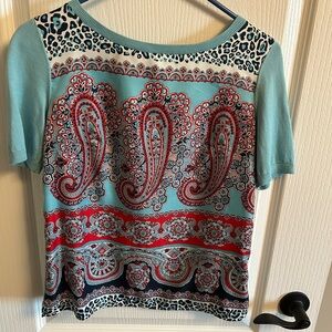 Talbots Blue and Red Paisley sweater
